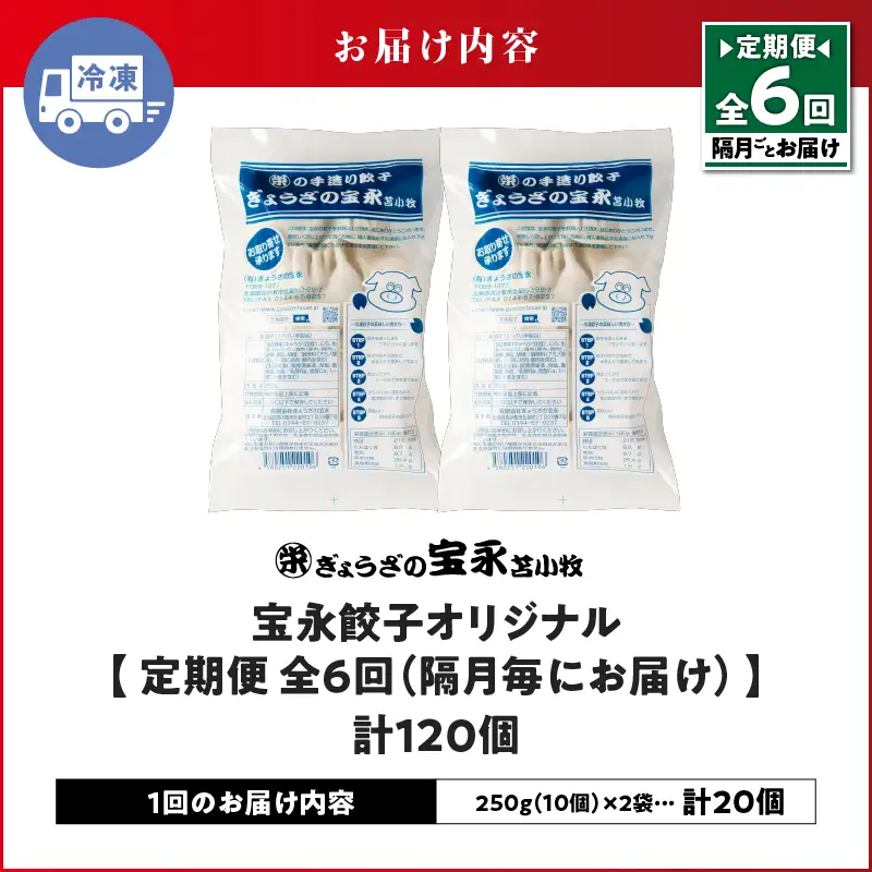 【定期便・全6回 隔月】手包み餃子 ぎょうざの宝永 宝永餃子20個セット（宝永餃子10個入×2袋） T004-T03-02-03 定期便 定期 惣菜 総菜 餃子