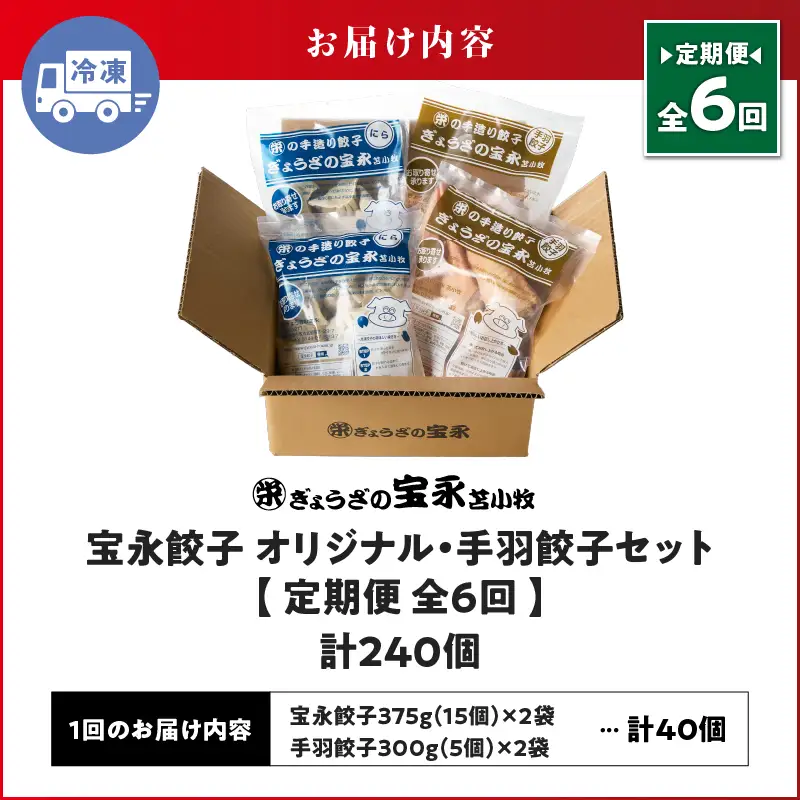 【定期便・全6回 毎月】手包み餃子 ぎょうざの宝永 手羽餃子40個セット（宝永餃子15個入×2袋・手羽餃子5個入×2袋） T004-T06-02-04 定期便 定期 惣菜 総菜 餃子