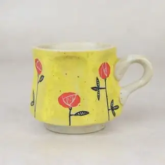 有田焼 小花 黄 コーヒー カップ＆ソーサー【大慶】食器 うつわ 器 お花 黄色 カップ ソーサー ギフト ci079