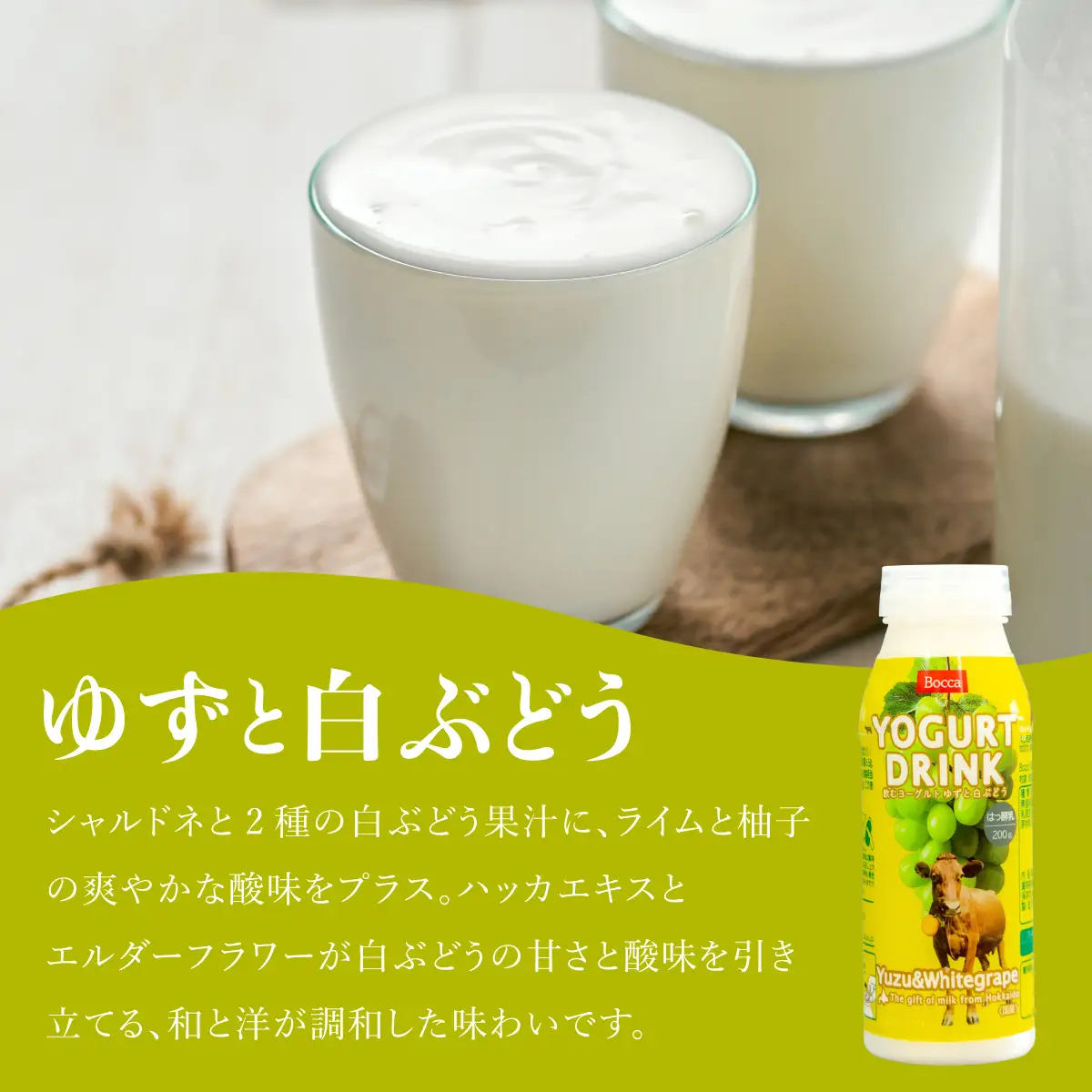 牧家(Bocca) 飲むヨーグルト＆季節の飲むヨーグルト(白ブドウ＆ゆずセット) 200ml×48本セット【bca-006】