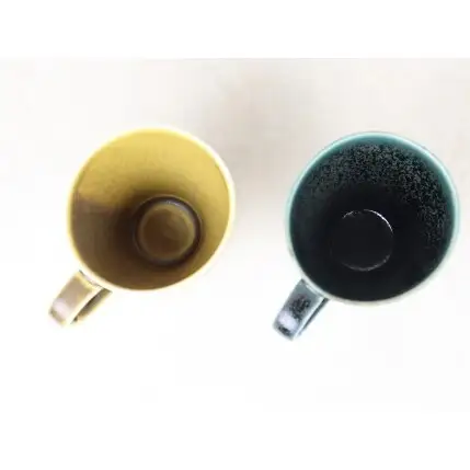 有田焼 羽しのぎマグ 鉄釉 深ルリ釉 ペアセット【大慶】マグカップ カップ コップ  コーヒー うつわ 食器 ci092