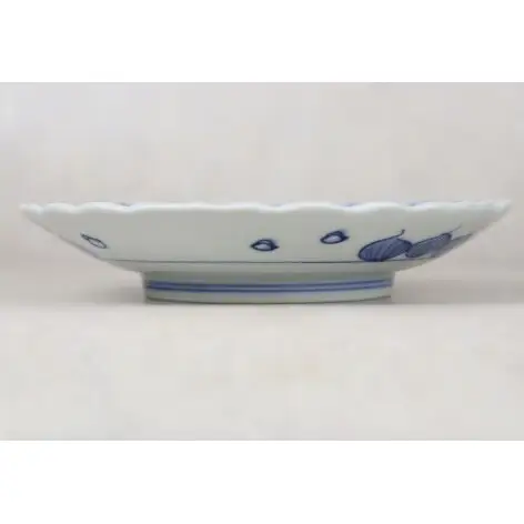 有田焼 桔梗渕六寸皿 魚藻紋【大慶】うつわ 器 食器 皿 プレート 染付 青 18cm さかな ci095