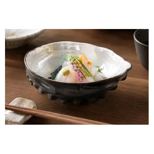 有田焼 真珠彩あわび型 小鉢 【山忠】 食器 器 珍味 正月 刺身 晩酌 貝 ed038