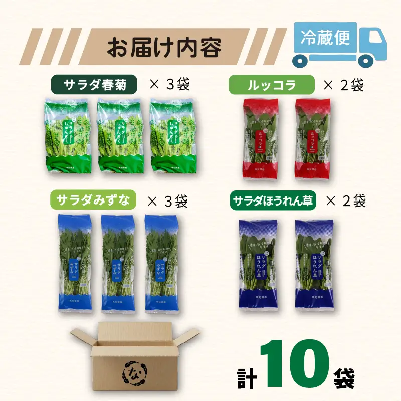 【先行予約】 4種セット 春菊 みずな ほうれん草 ルッコラ (2026年11月～発送)  | 水菜 水耕 葉物 野菜 南国市