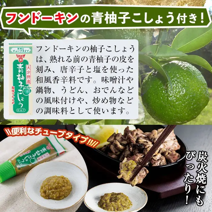 ＜訳あり＞もも炭火焼(柚子胡椒 付き・計600g・300g×2P)小分け 真空パック おつまみ 鶏肉 とりにく 鳥肉 柚子胡椒 モモ肉【V-90】【味鶏フーズ 株式会社】