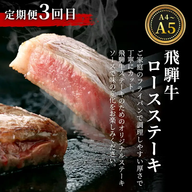 全3回 飛騨牛 定期便 計1.1kg 2人前 すき焼き しゃぶしゃぶ ステーキ 焼肉 BBQ ロース カタロース ロースステーキ モモ カタ 贅沢 贈り物 3ヶ月 定期 おすすめ 人気 飛騨 ブランド牛 肉のひぐち 岐阜県 七宗町