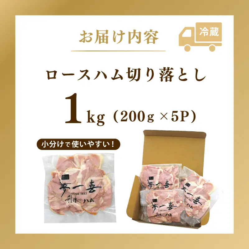 【期間限定】ロースハム切り落とし1kg（200g×5個）