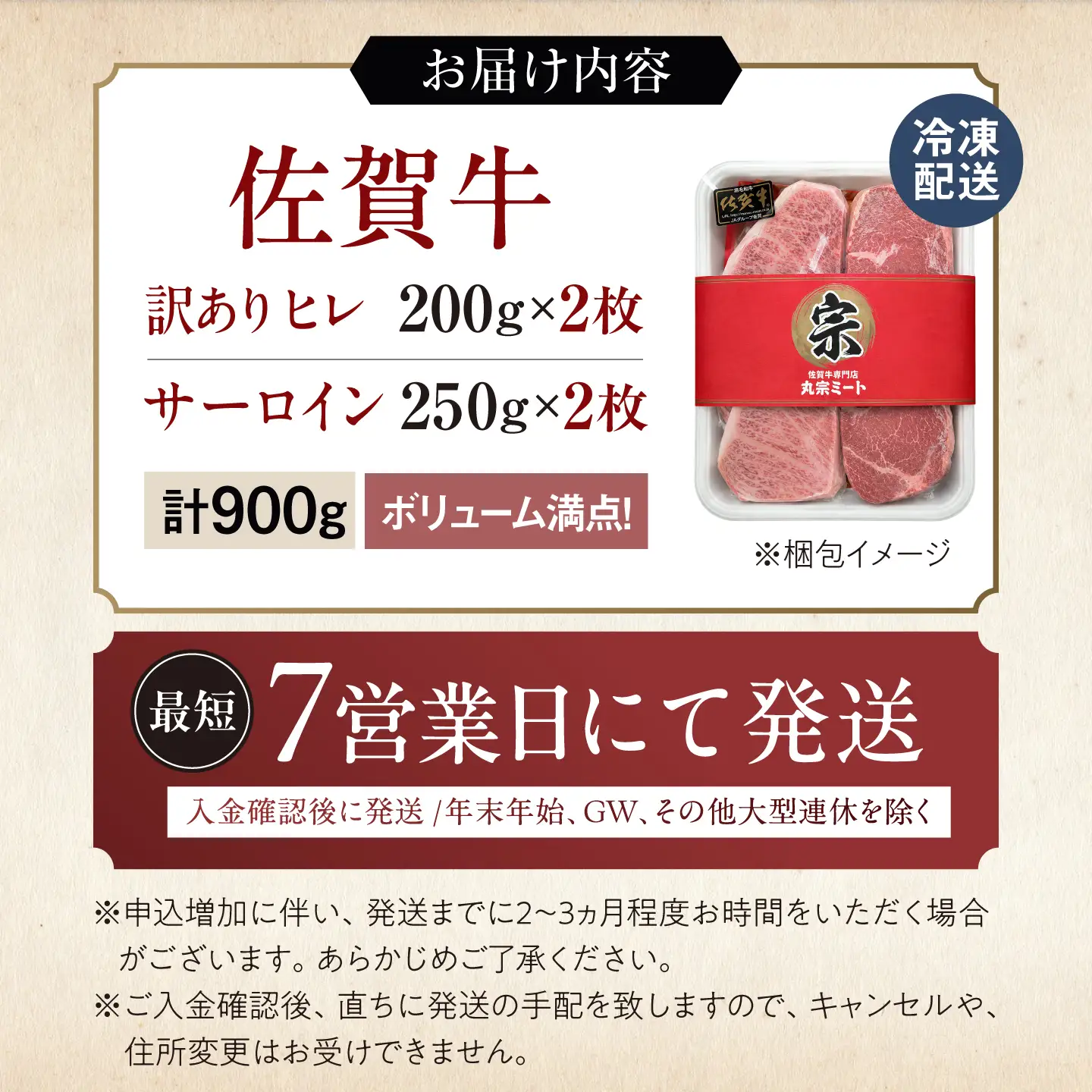 【最短7営業日以内発送】佐賀牛 ステーキ 食べ比べ　ヒレ(B級品)200g×2 ＋ サーロイン250g×2　お試しセット 計900g 訳あり 吉野ヶ里町 / 丸宗ミート[FDP031]
