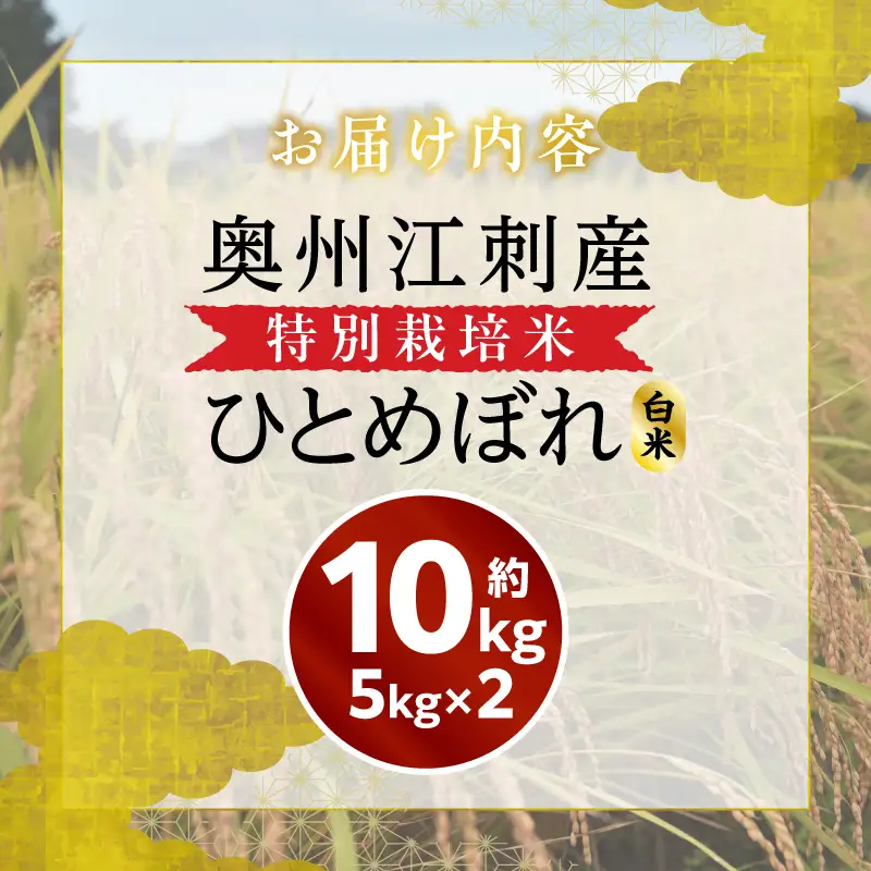 【令和8年産】奥州江刺産 ひとめぼれ 白米 10kg(5kg×2) 特別栽培米 hugmiのお米 [BJ014-R8]