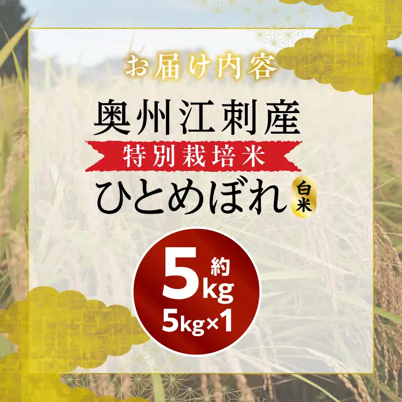 【令和8年産】奥州江刺産 ひとめぼれ 白米 5kg 特別栽培米 hugmiのお米 [BJ015-R8]