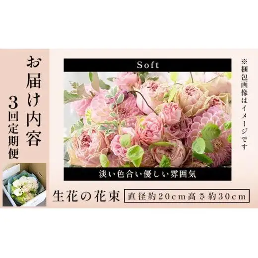 季節の花束 3回定期便 《Soft》直径約20cm