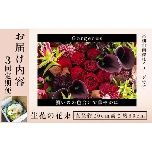 季節の花束 3回定期便 《Gorgeous》直径約20cm