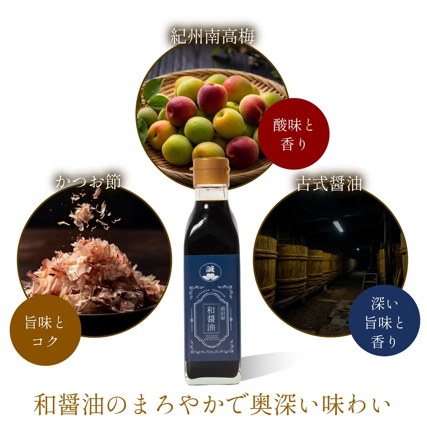 【天然醸造】和醤油 1本 化粧箱入り 紀州南高梅と国産鰹節だし だし醤油