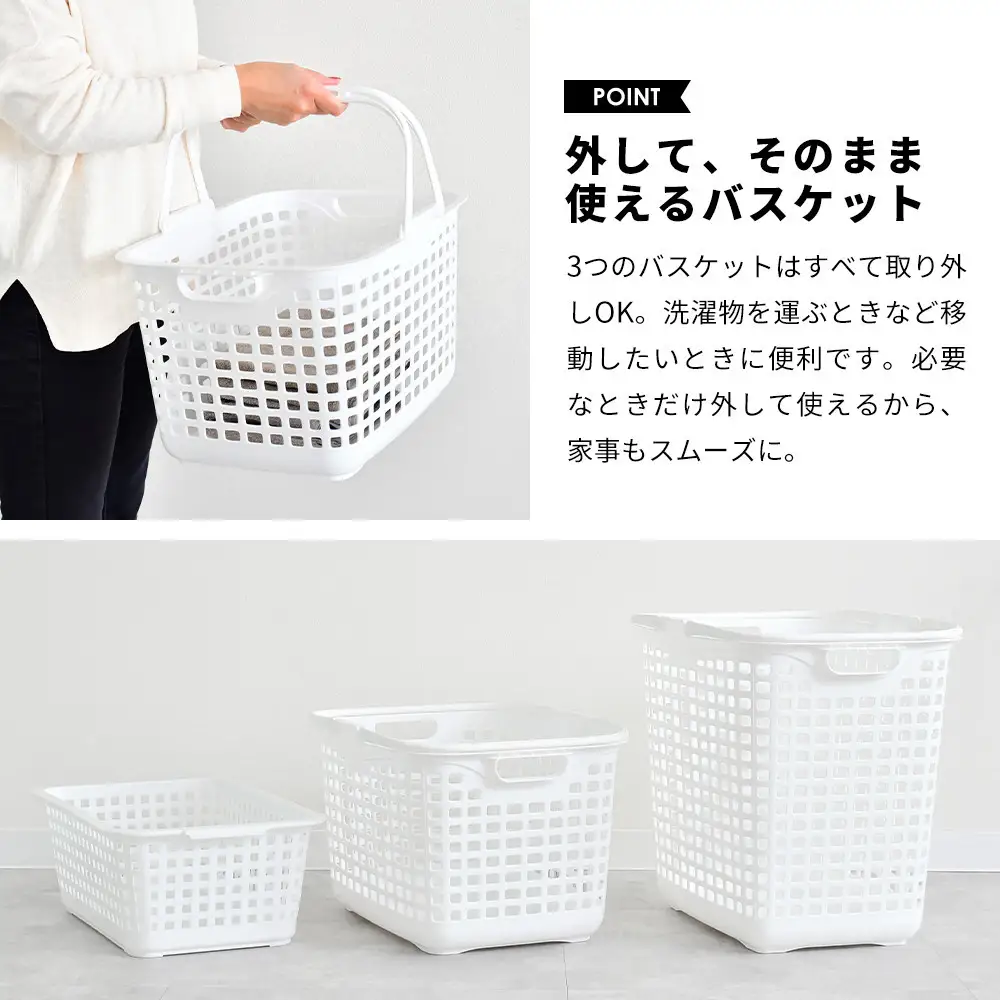 A022 ランドリーワゴン ワイド (ホワイト)