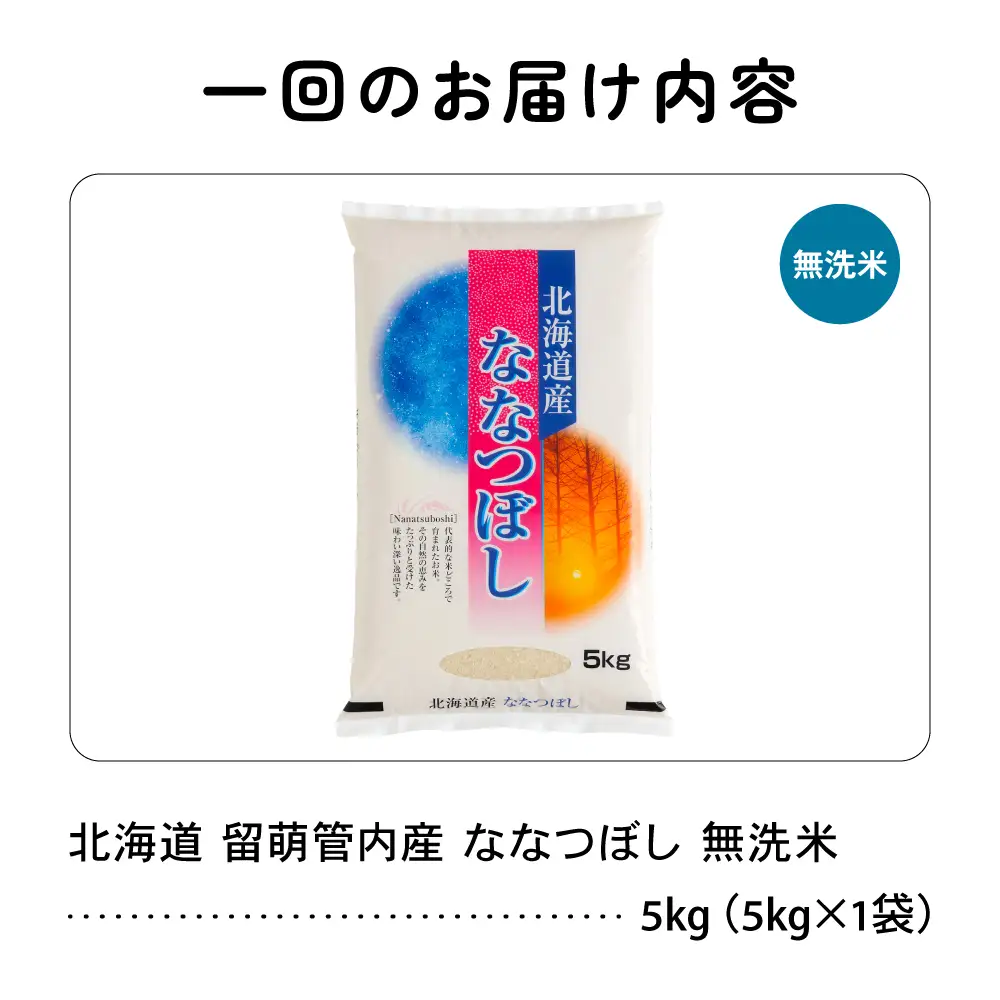 【新米予約】【12ヵ月定期便】令和8年産 ななつぼし 5kg 無洗米 北海道 留萌産
