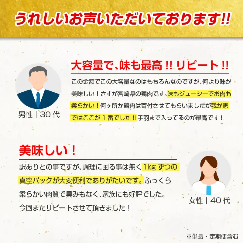 【3回定期便】訳あり！宮崎県産若鶏 5kg×3回 もも肉 むね肉 手羽元 食べ比べ3種セット＜18-58a＞