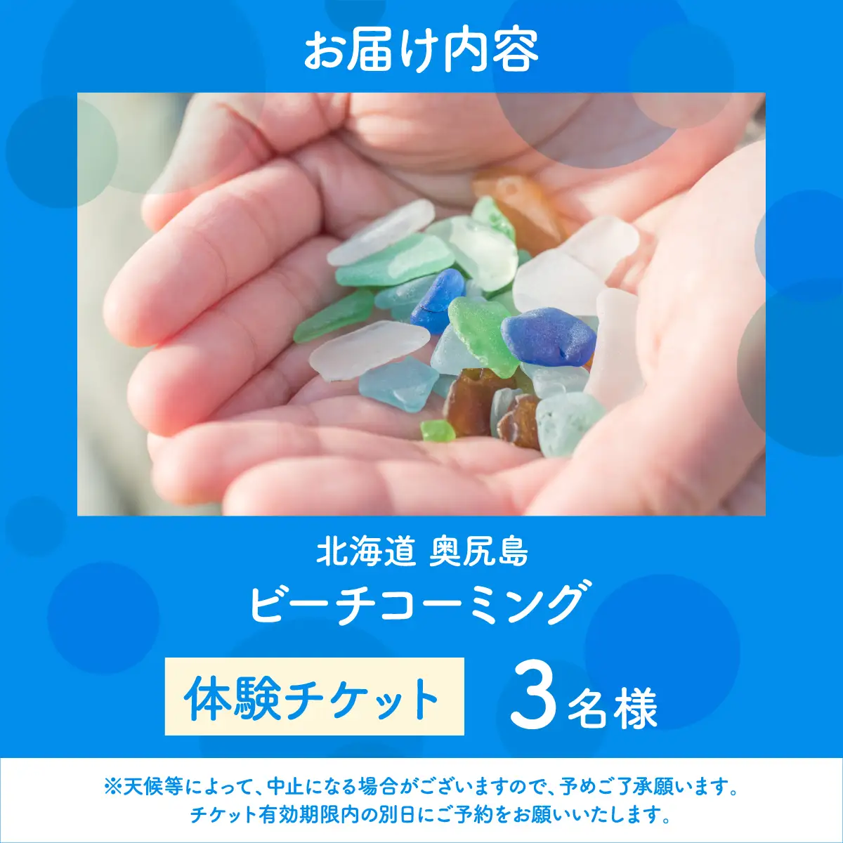 ビーチコーミング体験 奥尻島 3名様 体験 チケット 体験型 返礼品 シーグラス ガラス片 貝殻 貝がら 流木 漂着物 クラフト素材 自然体験 アクティビティ ガイド 離島 探索 観光 旅行 海辺 浜辺 島旅 自由研究 思い出 ファミリー 北海道 奥尻町