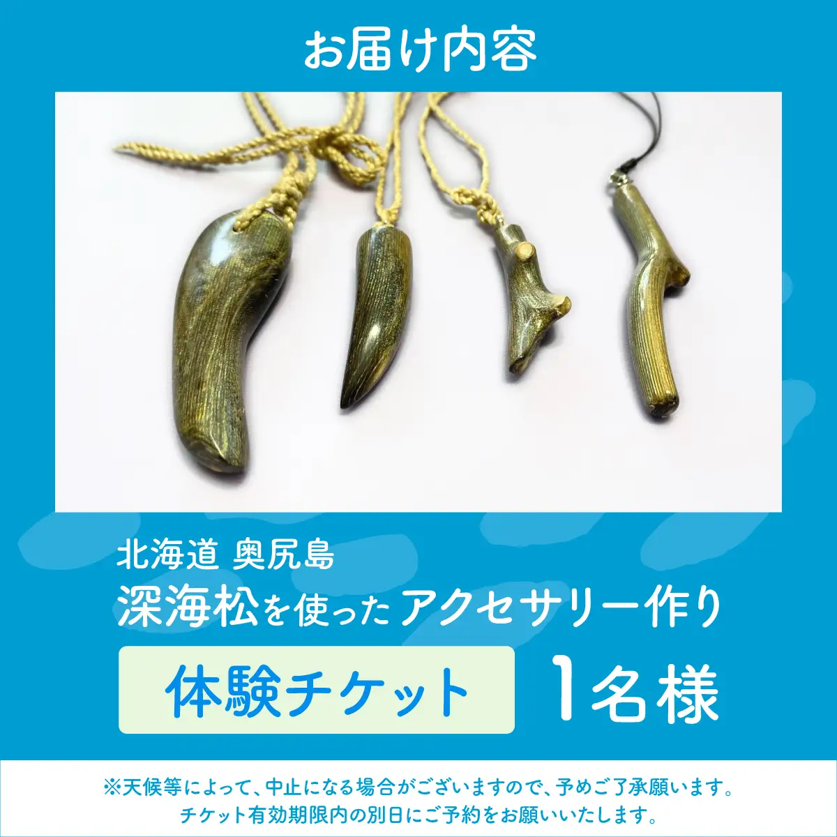 深海松を使ったアクセサリー作り体験 1名様 奥尻島 体験 チケット 体験型 返礼品 虹色サンゴ 深海サンゴ レインボーコーラル しんかいまつ 珊瑚 希少素材 天然素材 ハンドメイド ものづくり 加工体験 離島 観光 旅行 自由研究 北海道 奥尻町