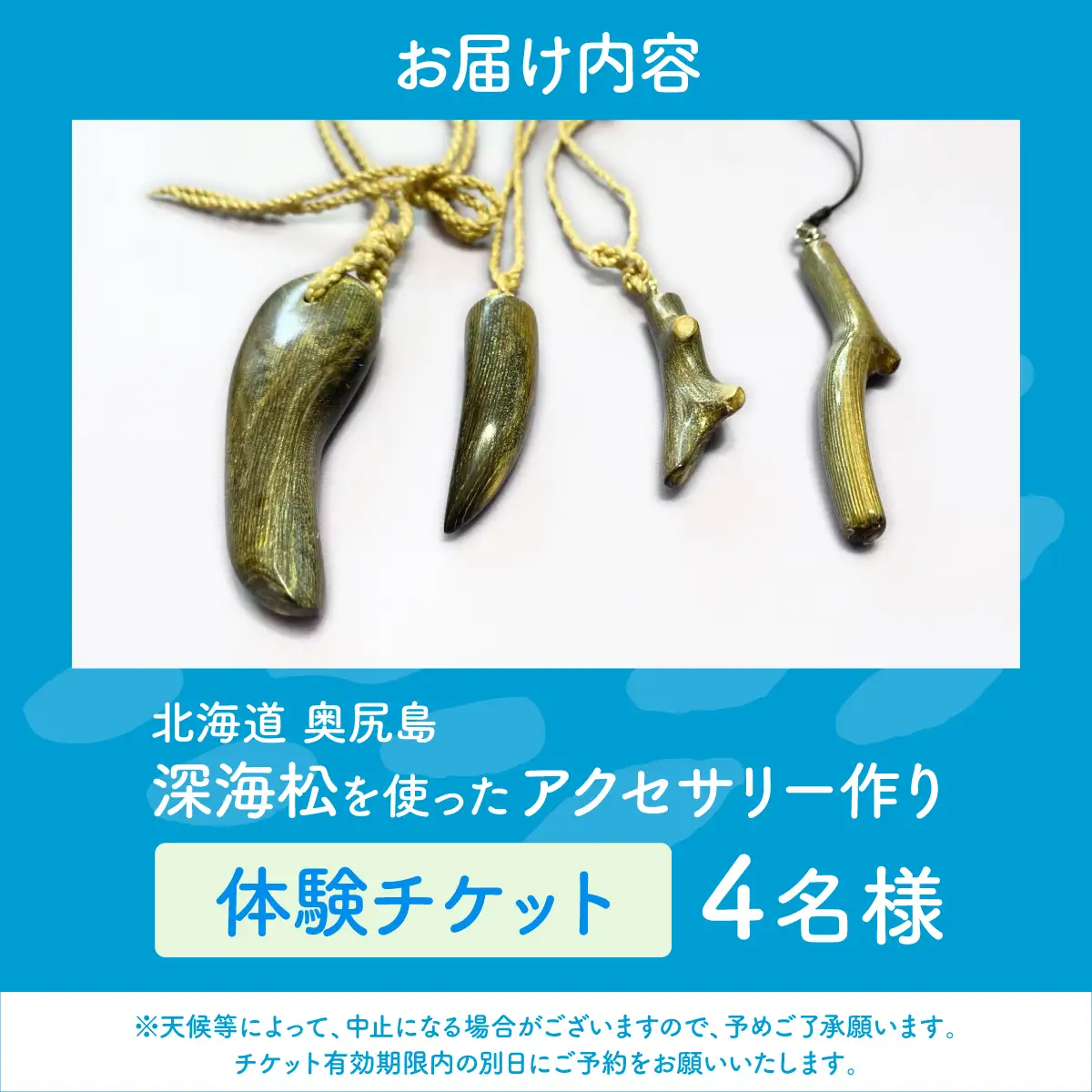 深海松を使ったアクセサリー作り体験 4名様 奥尻島 体験 チケット 体験型 返礼品 虹色サンゴ 深海サンゴ レインボーコーラル しんかいまつ 珊瑚 希少素材 天然素材 ハンドメイド ものづくり 加工体験 離島 観光 旅行 自由研究 北海道 奥尻町