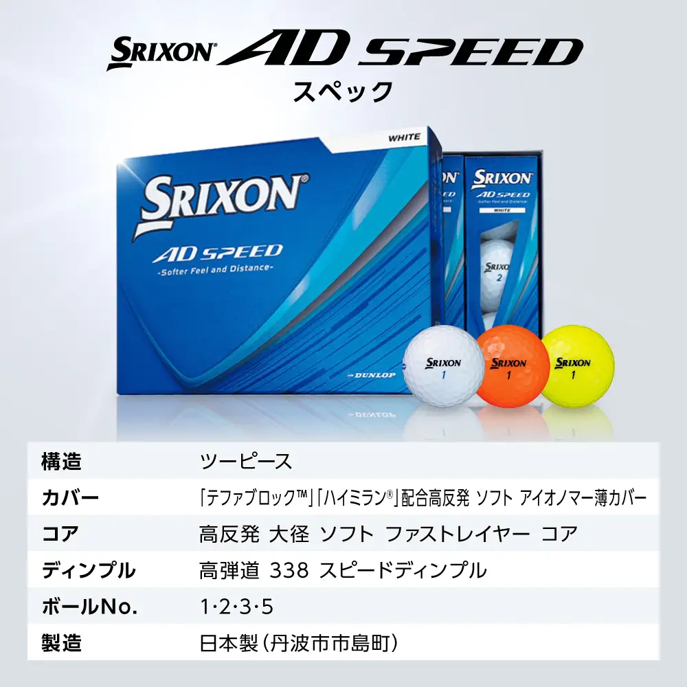 ゴルフボール 【スピード出荷】 スリクソン AD SPEED ホワイト【5ダース】 ゴルフボール