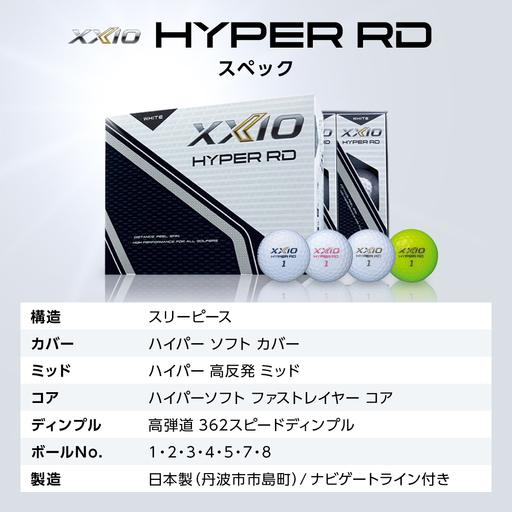ゴルフボール ゼクシオ ハイパーRD イエロー【16ダース/192球入り
