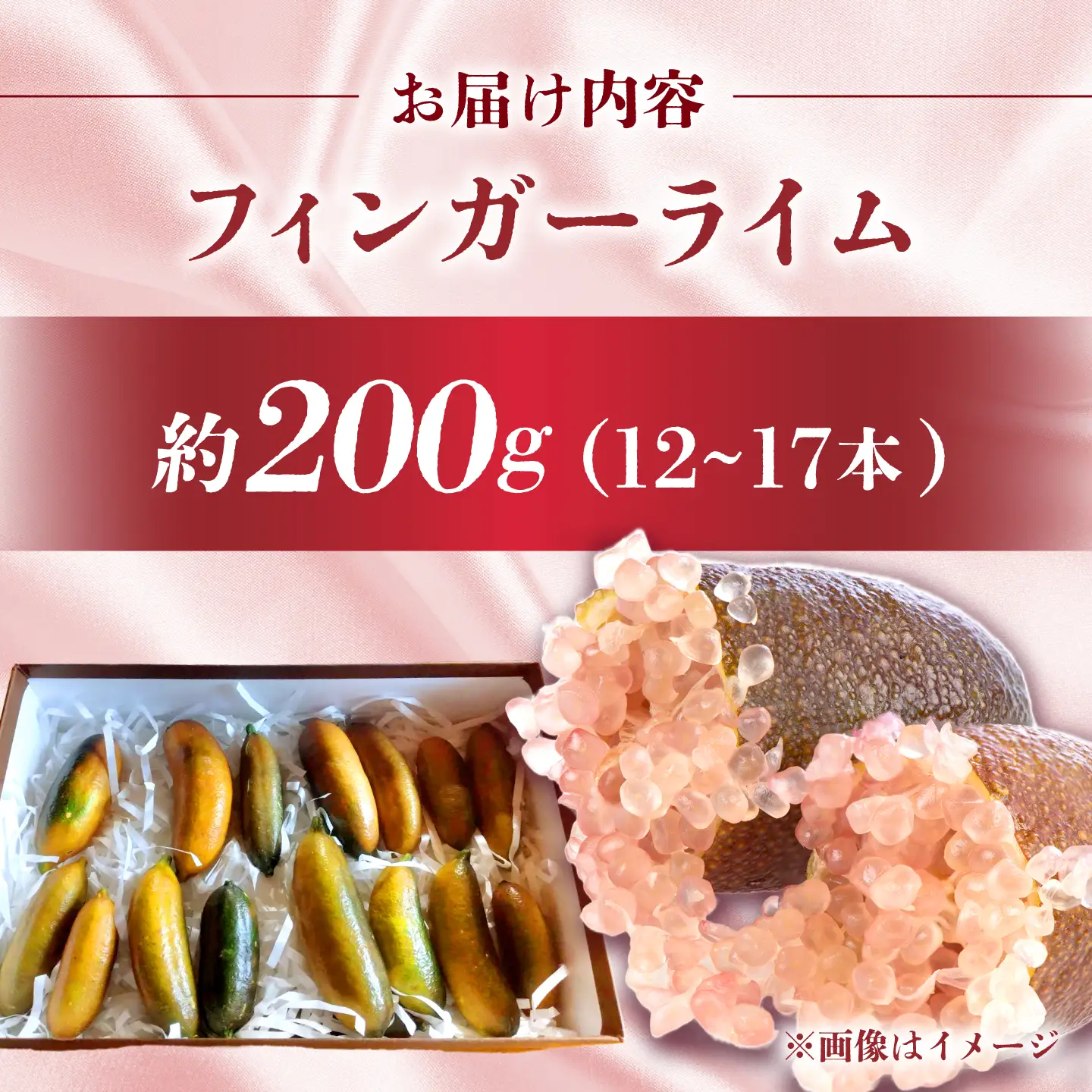 フィンガーライム 約200g（12～17本）【ピンク】　長与町/AKO果樹園[ECU001]