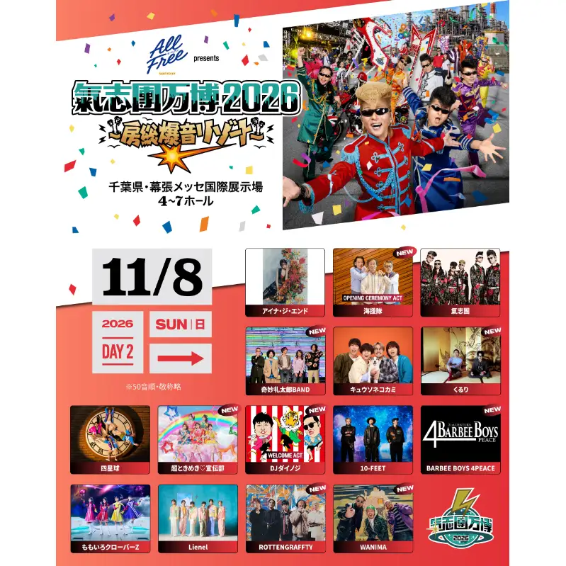 氣志團万博チケット 2日通し入場券 チケット 氣志團 ライブ コンサート フェス 氣志團万博2026 幕張 幕張メッセ 千葉県 千葉市