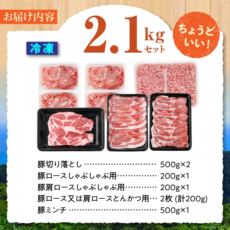 《2026年11月発送》宮崎県産豚バラエティー2.1kgセット_K033-051-11