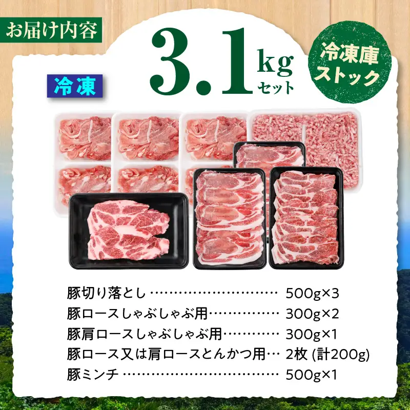 《2026年12月発送》宮崎県産豚バラエティー3.1kgセット_K033-054-12