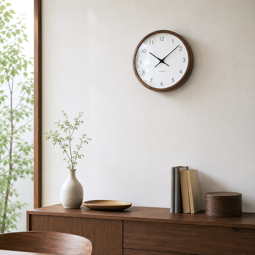 KATOMOKU muku clock 7 ウォールナット km-93WARC 木製 電波時計｜岐阜