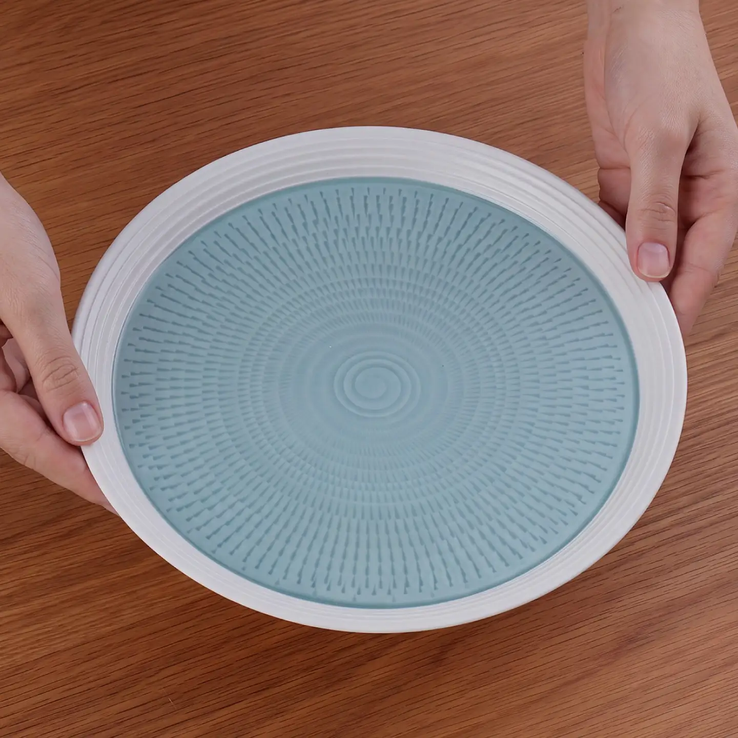 【波佐見焼】スプレッド プレート 24.5cm グレー・ブルー 2枚セット【一真窯】[BB72]