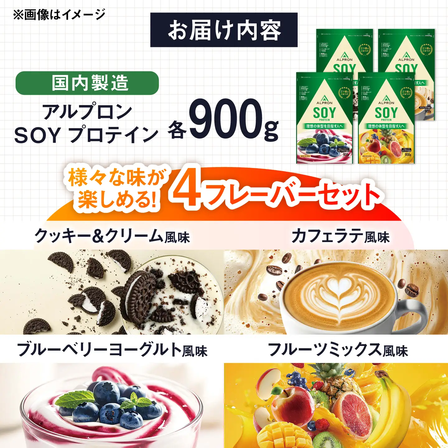 ソイプロテイン 4種飲み比べセット 各900g 大容量 アルプロン [AIAL136] プロテイン