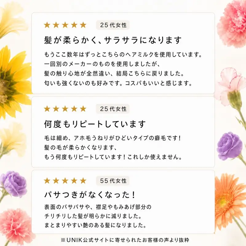 【UNIK】ナノシルクヘアミルク　業界初"シルクナノファイバー"配合