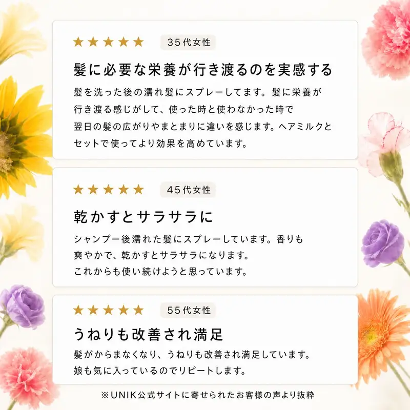 【UNIK】ナノシルクヘアミスト　業界初"シルクナノファイバー"配合