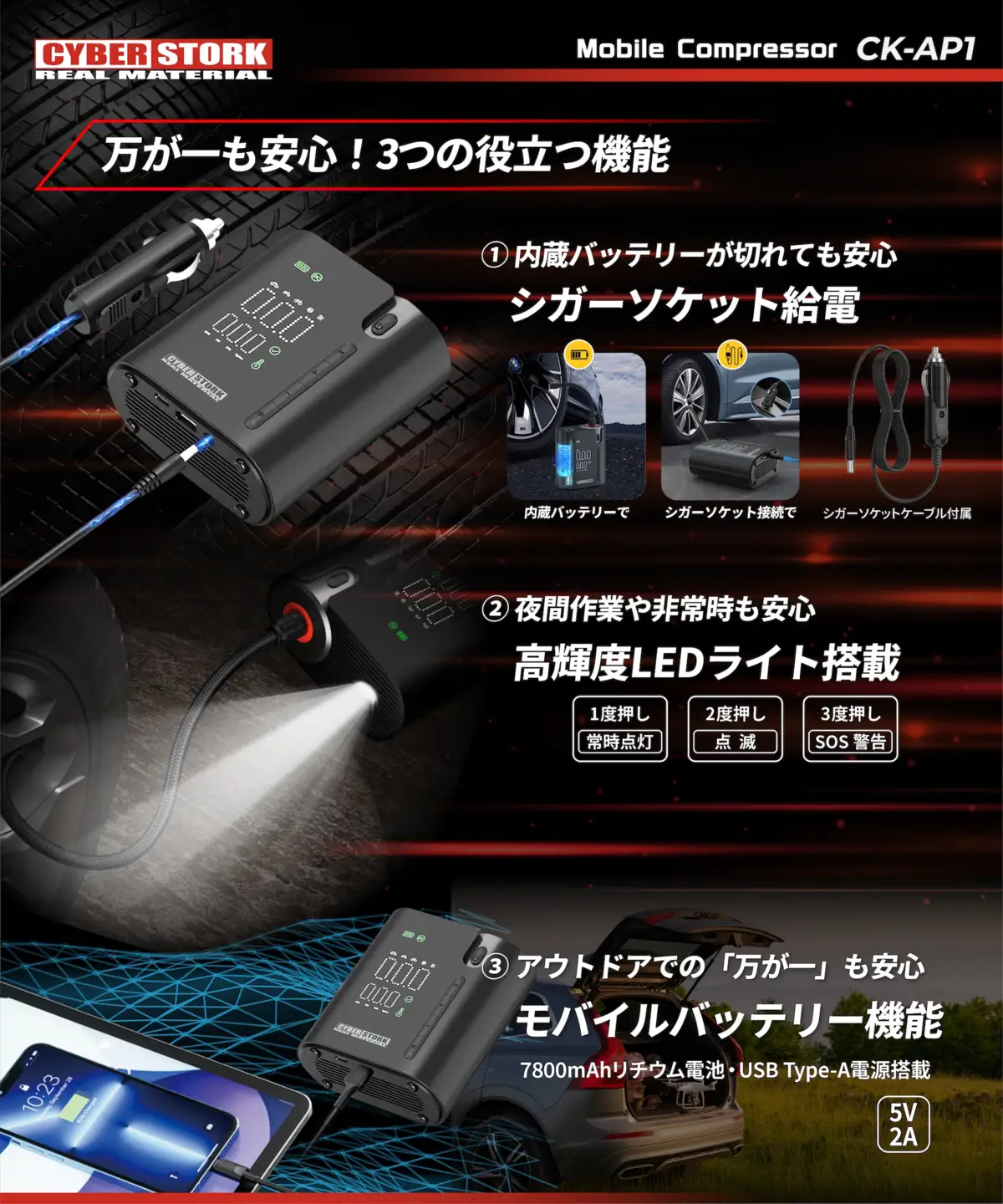 【訳あり】【アウトレット】 モバイル電動コンプレッサー / 恵那市 / サイバーストーク [AUGG008]