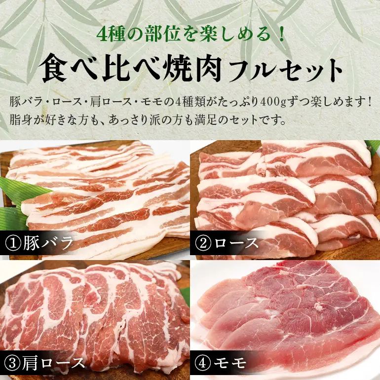 【定期便12ヶ月】ブランド豚「ばんぶぅ」焼肉フルセット（計1.6kg） 42-CM