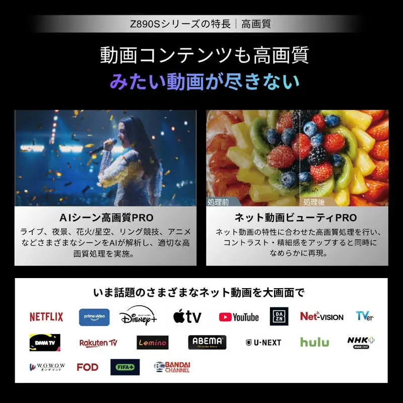 TVS REGZA【標準設置費込み】 Mini LED液晶テレビ REGZA レグザ Z8 43V型 4K対応 4Kチューナー内蔵 YouTube対応 Bluetooth対応 43Z890S 【kw0085-0088-1】