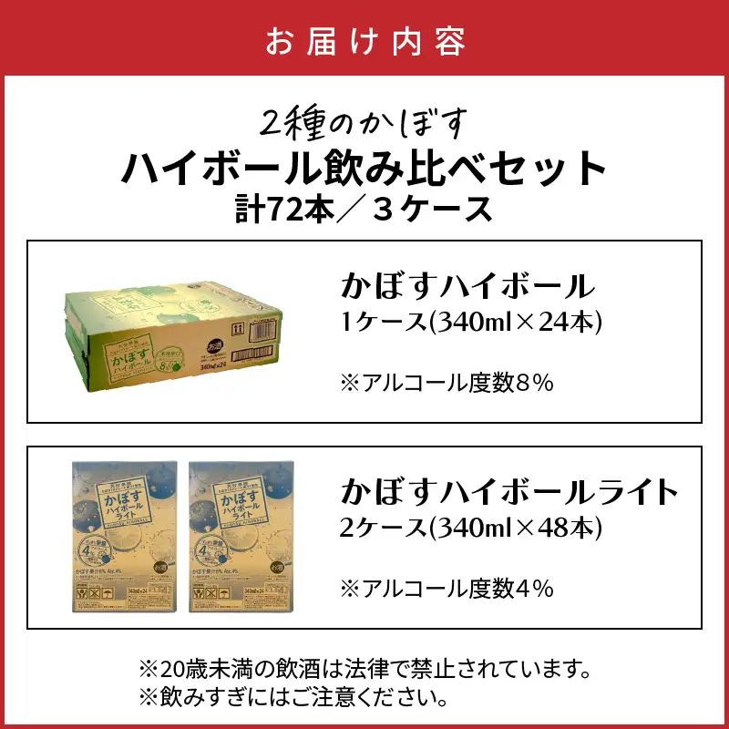 2種のかぼすハイボール飲み比べセット かぼすハイボール1ケース・かぼすハイボールライト2ケース_2828R