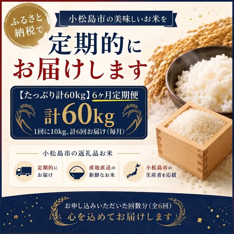 【令和8年産】 新米 米 定期便 あいさい米10kg×6回定期便 計60kg  ご飯 小松島市