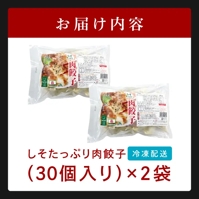 餃子 肉餃子 しそたっぷり肉餃子 30個×2袋 ローズポーク ブランド豚  餃子 ぎょうざ 中華 そうざい 青しそ シソ 惣菜   時短 簡単調理 冷凍 【茨城県共通返礼品/行方市産】（96-07)