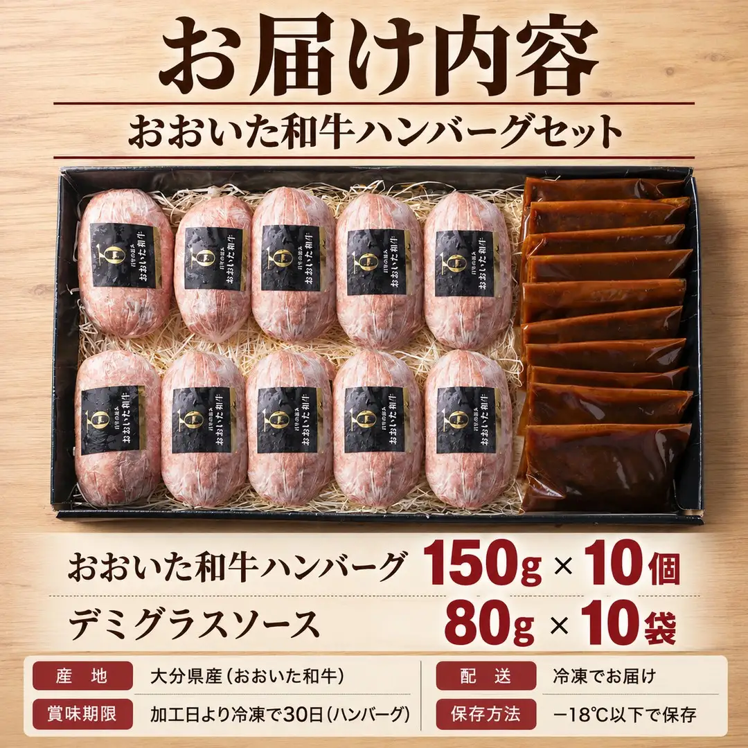 おおいた和牛 ハンバーグセット 合計 1.5kg （150g×10個） デミグラスソース付き | 津久見市