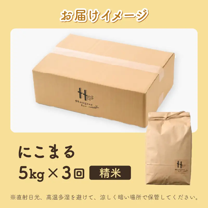 【先行予約】【令和8年産】定期便《3ヶ月連続お届け》精米 にこまる 5kg（計15kg）＜低農薬栽培＞ ／ 高品質 鮮度抜群 福井県 あわら市産 ブランド米 白米 お米 米 ※2026年10月中旬より順次発送 [aw066-b004]