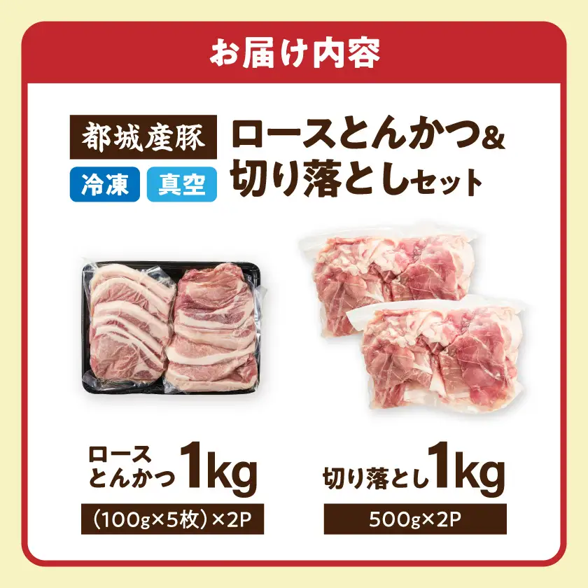 都城産豚ロースとんかつ&切り落としセット2kg〔25-018-2kg〕_(都城市)