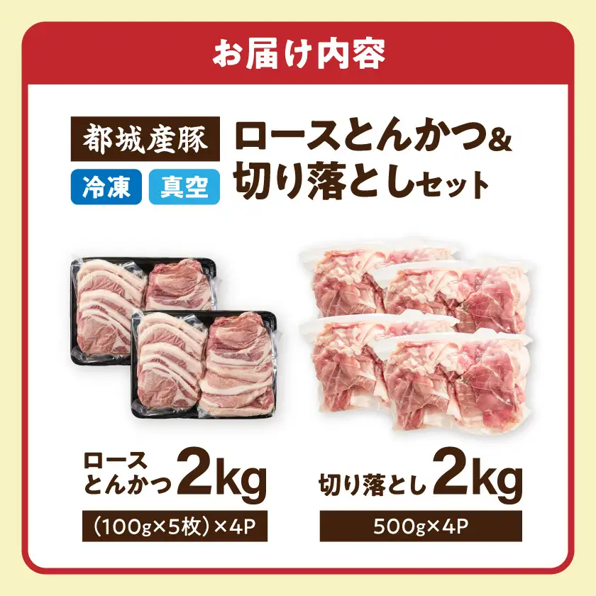 都城産豚ロースとんかつ&切り落としセット4kg〔25-018-4kg〕_(都城市)