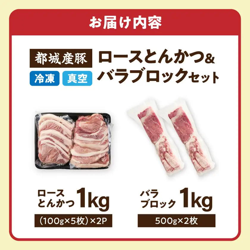 都城産豚ロースとんかつ&バラブロックセット2kg〔25-021-2kg〕_(都城市)