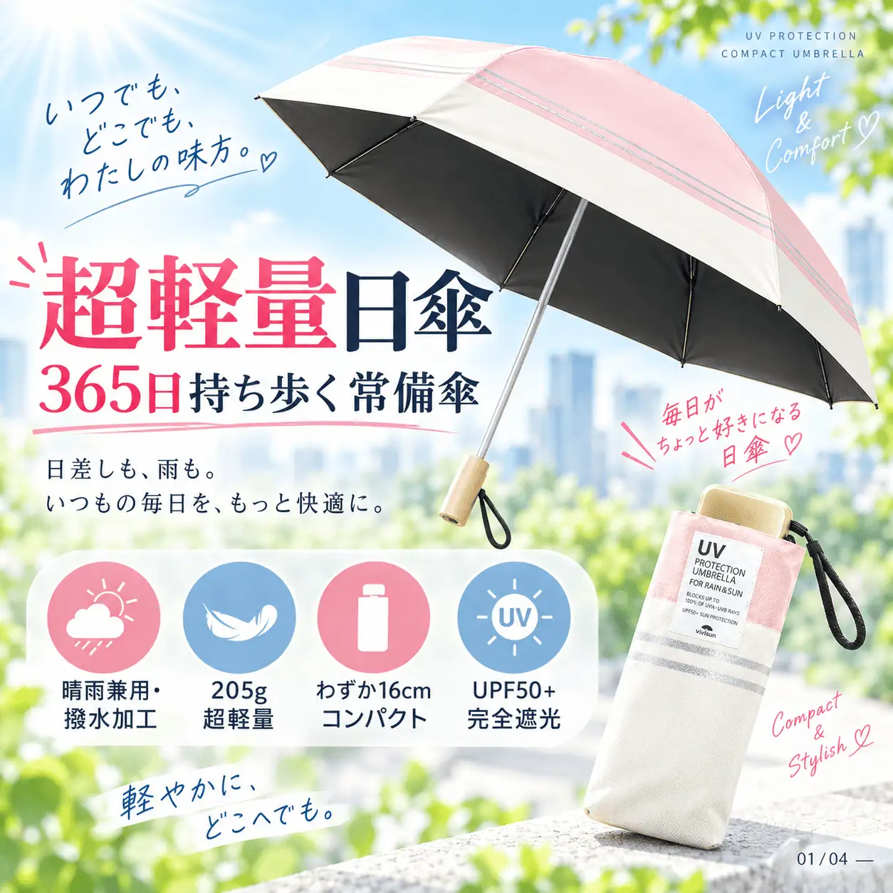 折りたたみ傘 ブラック　日傘 折りたたみ 完全遮光