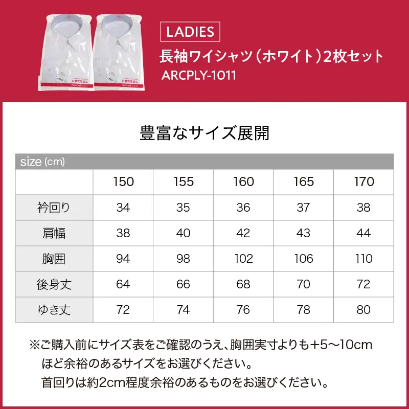 女子長袖ワイシャツ二枚セット 170A