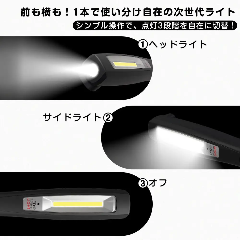充電式LEDハンディライト 2灯式 マグネット付 耐衝撃IK07 HL-07C