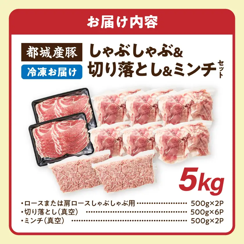 都城産豚しゃぶしゃぶ&切り落とし&ミンチセット5kg〔25-020-5kg〕_(都城市)