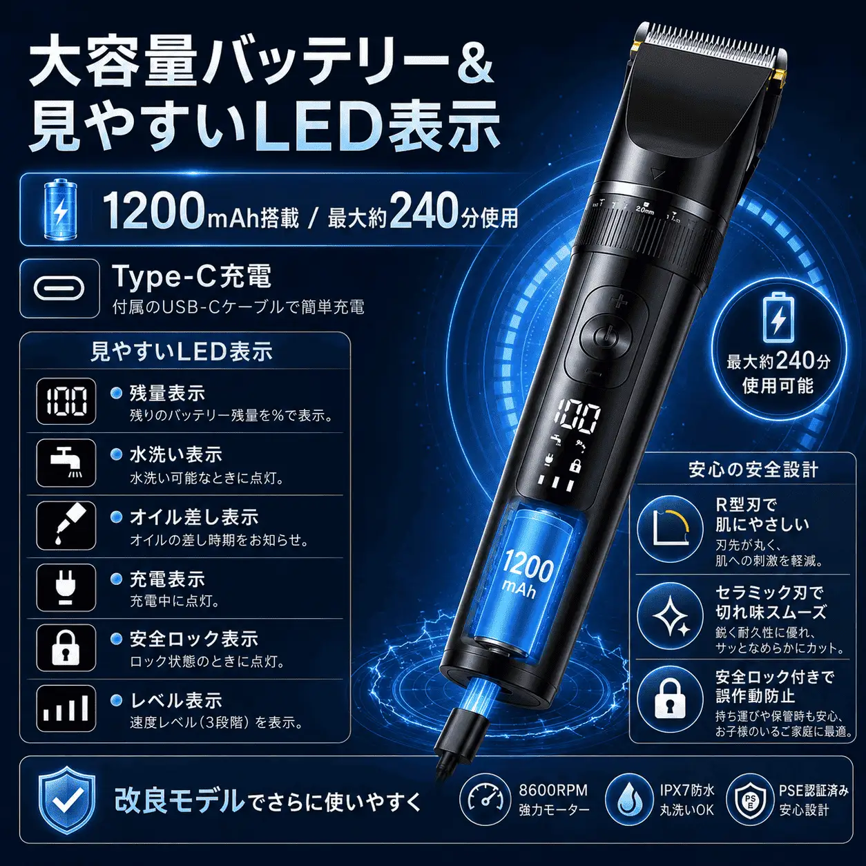 電動バリカン　ブライトシルバー
